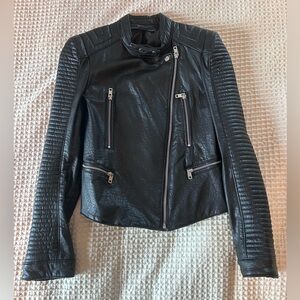 Zara Black Faux Leather Biker Jacket
